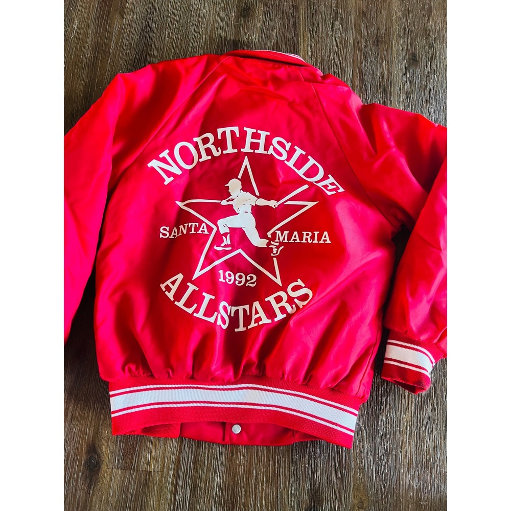 Vintage 1992 Baseball Jacket Northside Allstars Red Hartwell Youth Medium 10-12